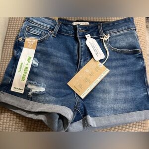 Wax Jean Women's Distressed Blue Denim Shorts